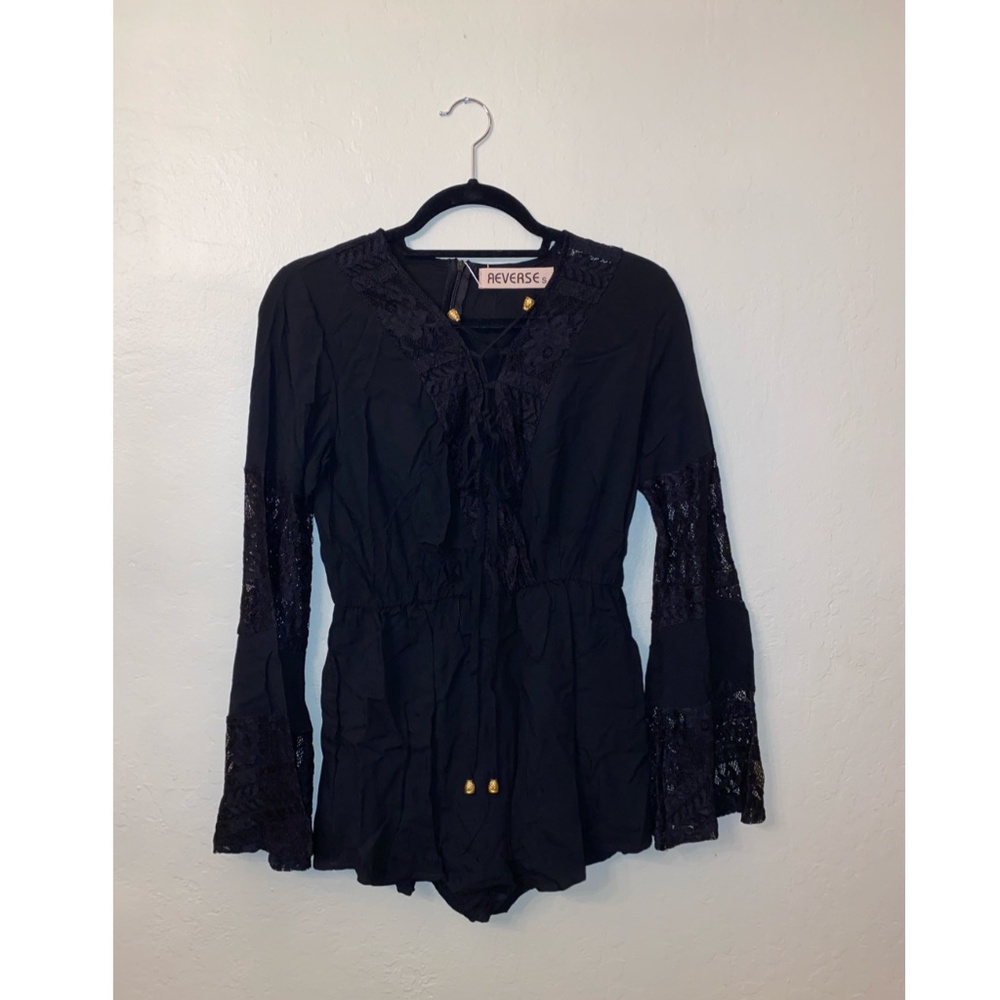 NWT Black romper w/ lace detail (Small)